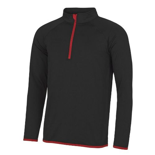 Awdis Just Cool Cool ½ Zip Sweatshirt Jet Black/Fire Red